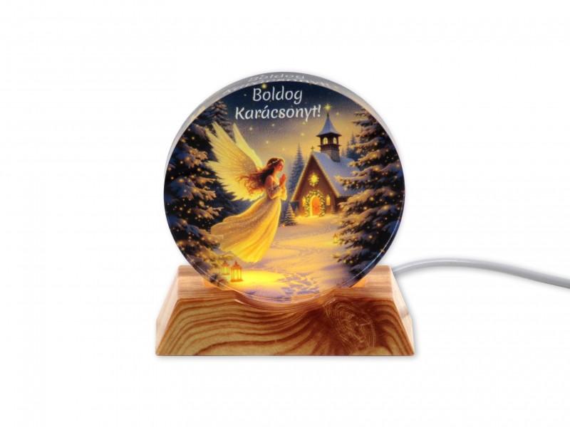 CQ08088 Karácsonyi világító dísz angyal USB kábellel 9cm
