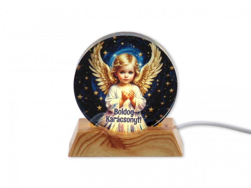 CQ08089 Karácsonyi világító dísz angyal USB kábellel 9cm