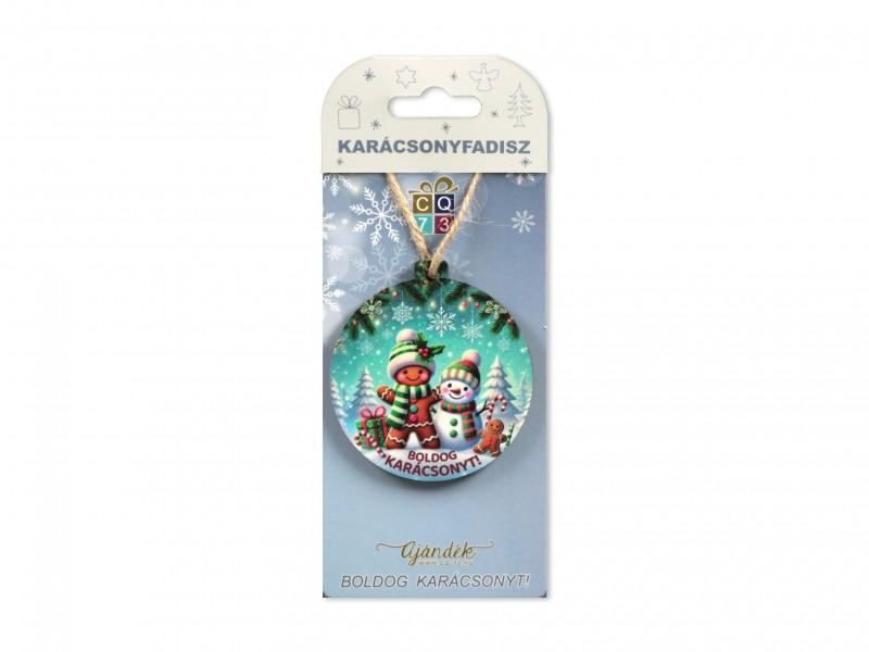 CQ08170 Karácsonyfadísz hóember +mézeskalács 7cm