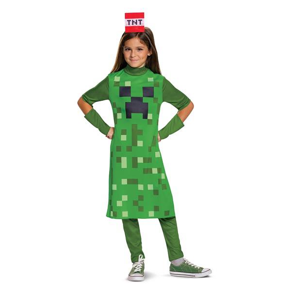 Creeper Classic Girl szerepjáték-jelmez, Minecraft, M méret, 7-8 éveseknek
