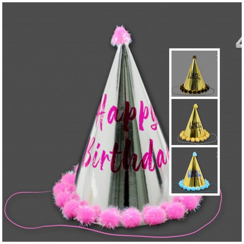 Csákó Happy Birthday arany/ezüst 23cm többféle