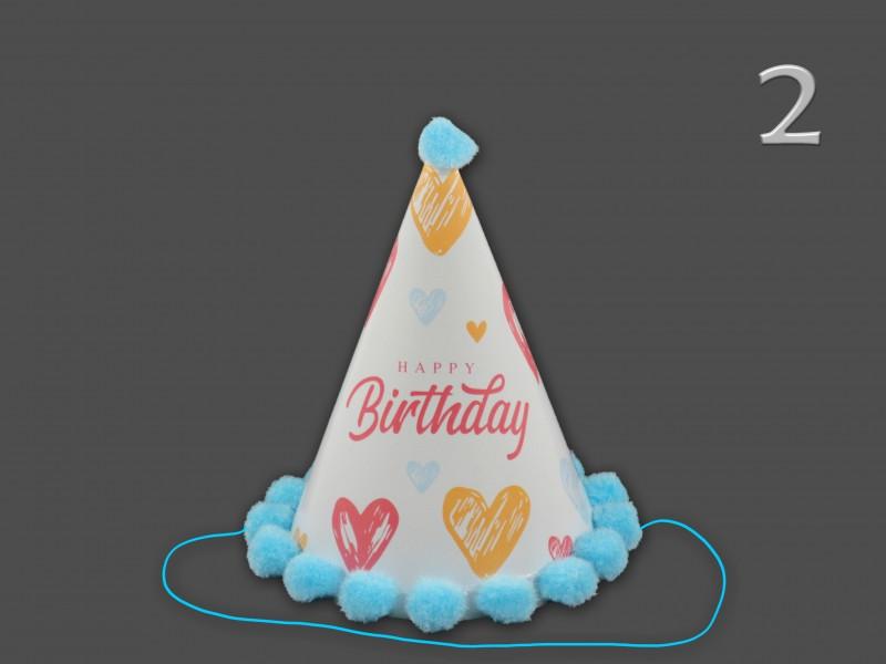 Csákó Happy Birthday kék/rózsaszín 18cm