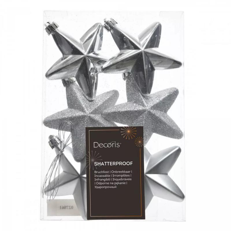 Csillag műanyag ezüst 7,5cm 6db-os