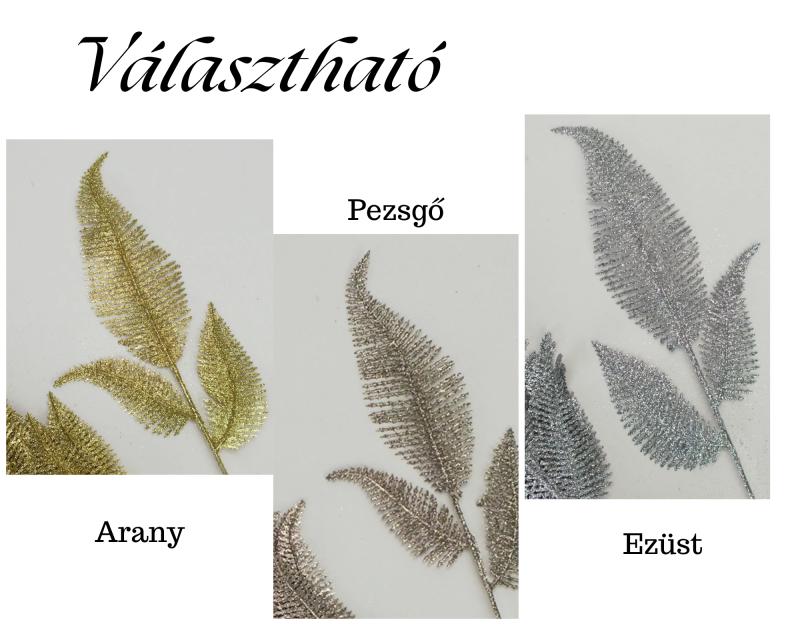 Csillámos toll levél pezsgő/arany/ezüst 1 db