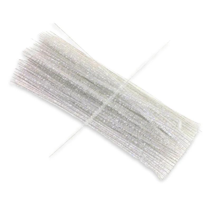 Csillámos zsenília drót - fehér 100db/cs