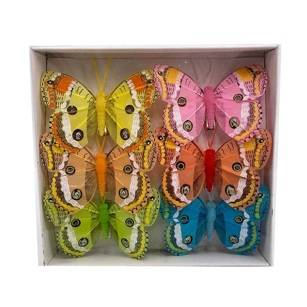 Csipeszes pillangó 6db-os 8x6 cm hullámos szélű dekoráció