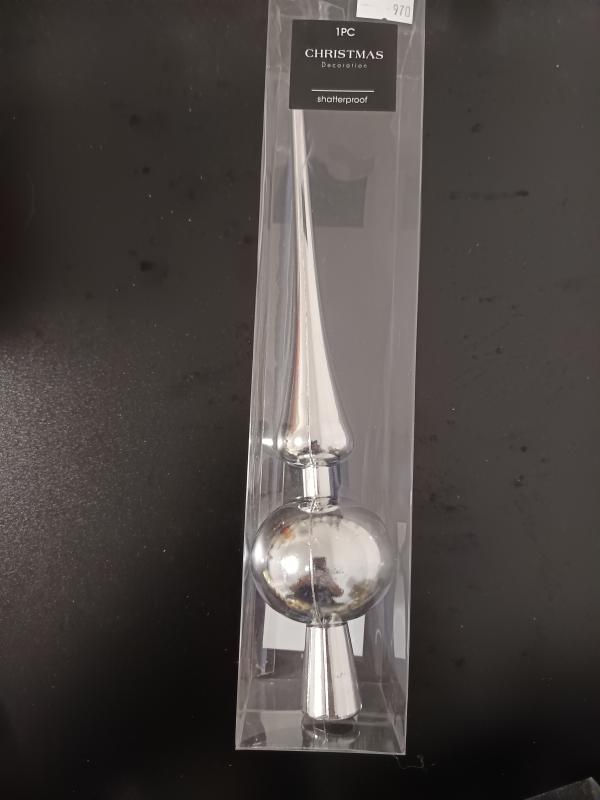 Csúcsdísz ezüst fényes 27 cm