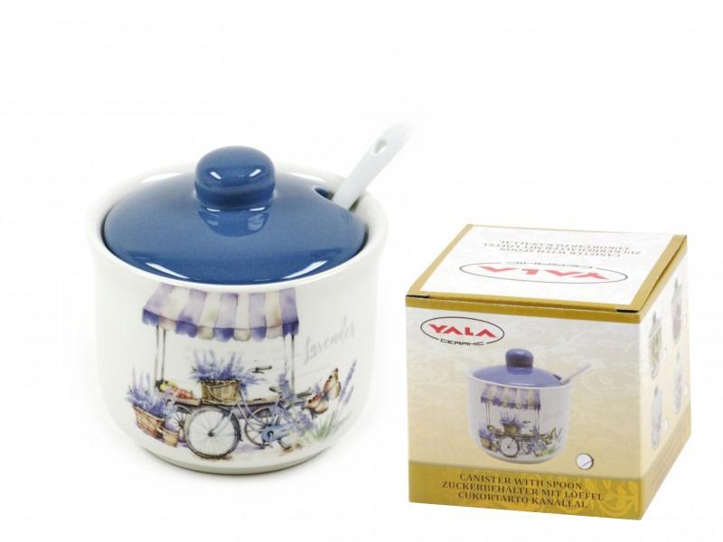 Cukortartó kiskanállal levendulás