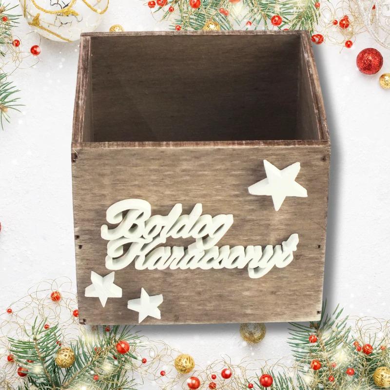 Dekoláda rusztikus kocka 13x13X11cm - Csillagos boldog karácsonyt