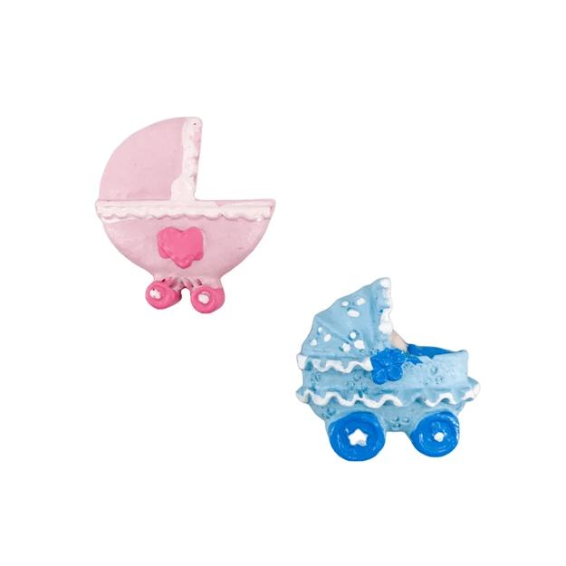 Dekor babakocsi 8db/cs 3cm kék vagy rózsaszín
