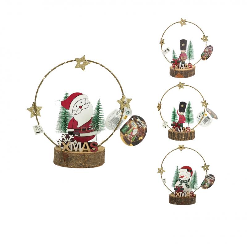 Dekoráció fa karácsonyi figurák 16cm 4féle natúr