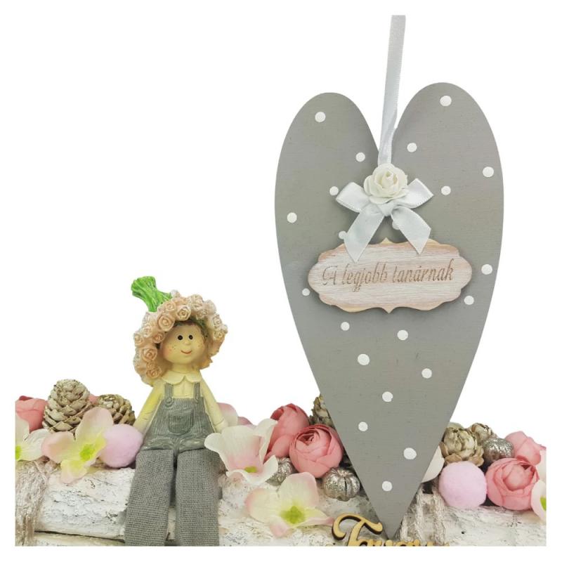 Díszített szív A Legjobb Tanárnak Táblával