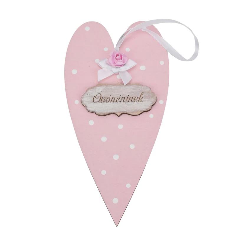 Díszített szív Óvónéninek Táblával rózsaszín