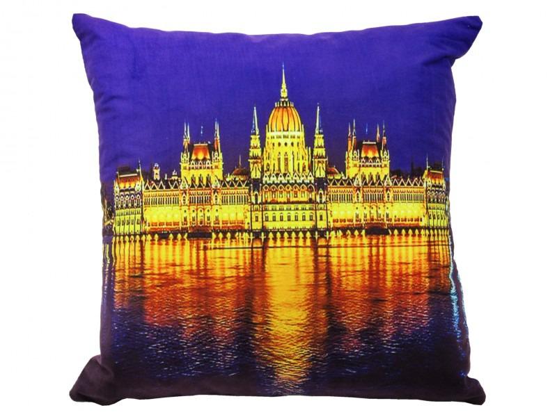 Díszpárna éjszakai kivilágított Parlament 43cm