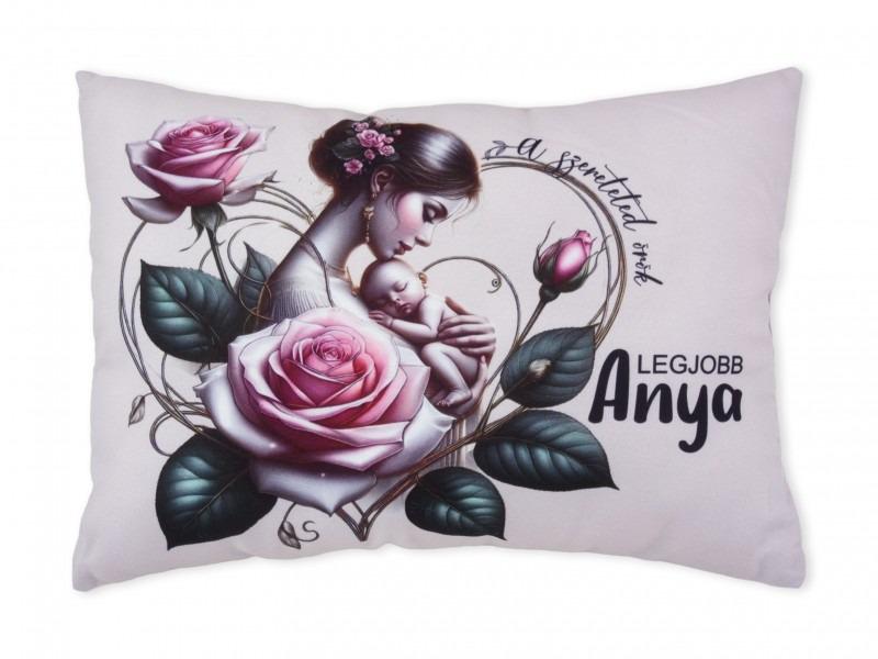 Díszpárna Legjobb Anya rózsás 35x25cm