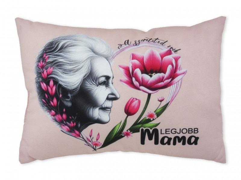 Díszpárna Legjobb Mama virágos 35x25cm