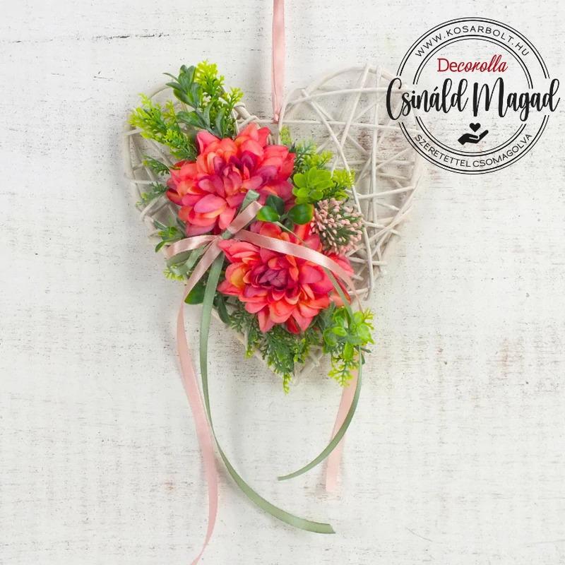 DIY Csináld magad! Csináld magad - Fonott szívvirág falidísz 20cm