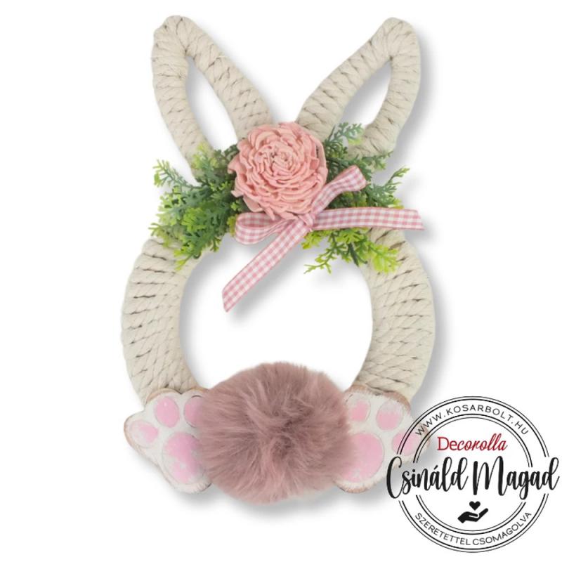 DIY Csináld magad! Csináld magad - Kötéllel díszített nyuszis kopogtató - mályva