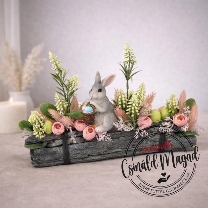 DIY Csináld magad! - Húsvéti nyuszis mesekert fahasábon