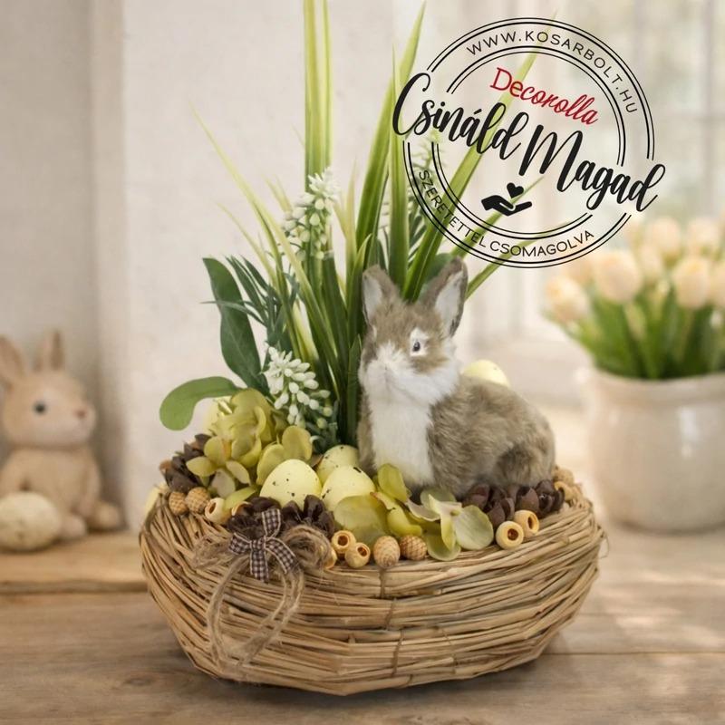 DIY Csináld magad! Nyuszi figurás natúr asztaldísz 20cm