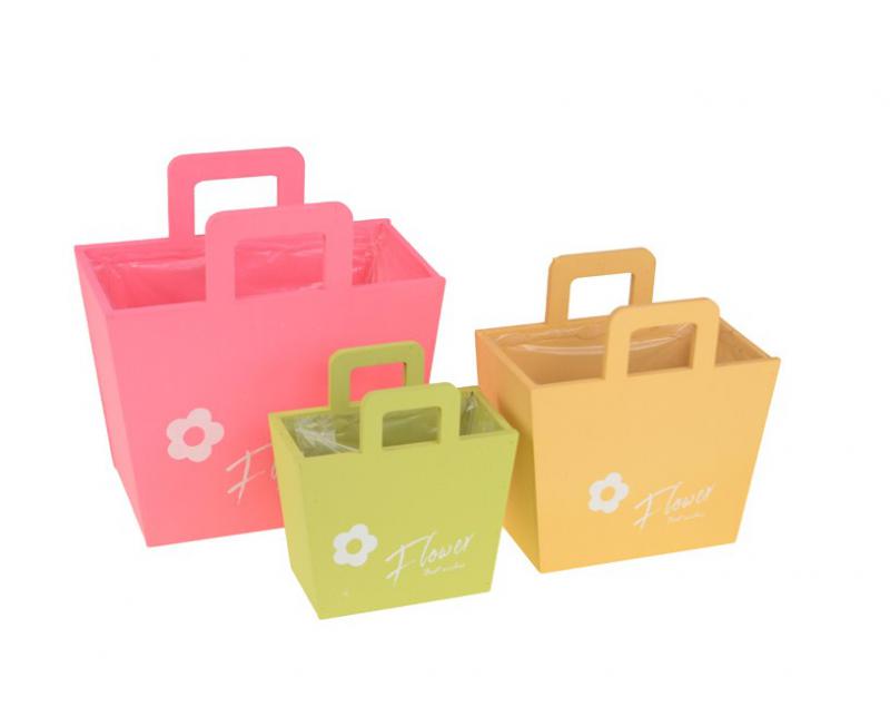 Doboz fa táska forma s/3 színes