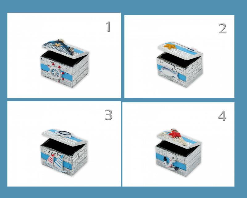 Doboz hajós dekorációval 7,5x6x5,5cm többféle