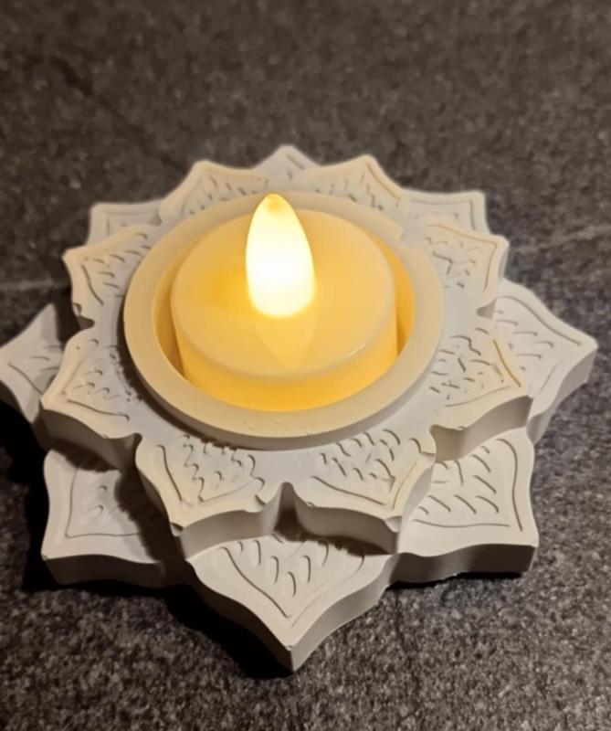 Dupla lótuszvirág mécsestartó gipszből