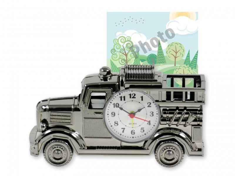 Ébresztőóra teherautó ceruzatartóval és fényképtartóval 20x12cm