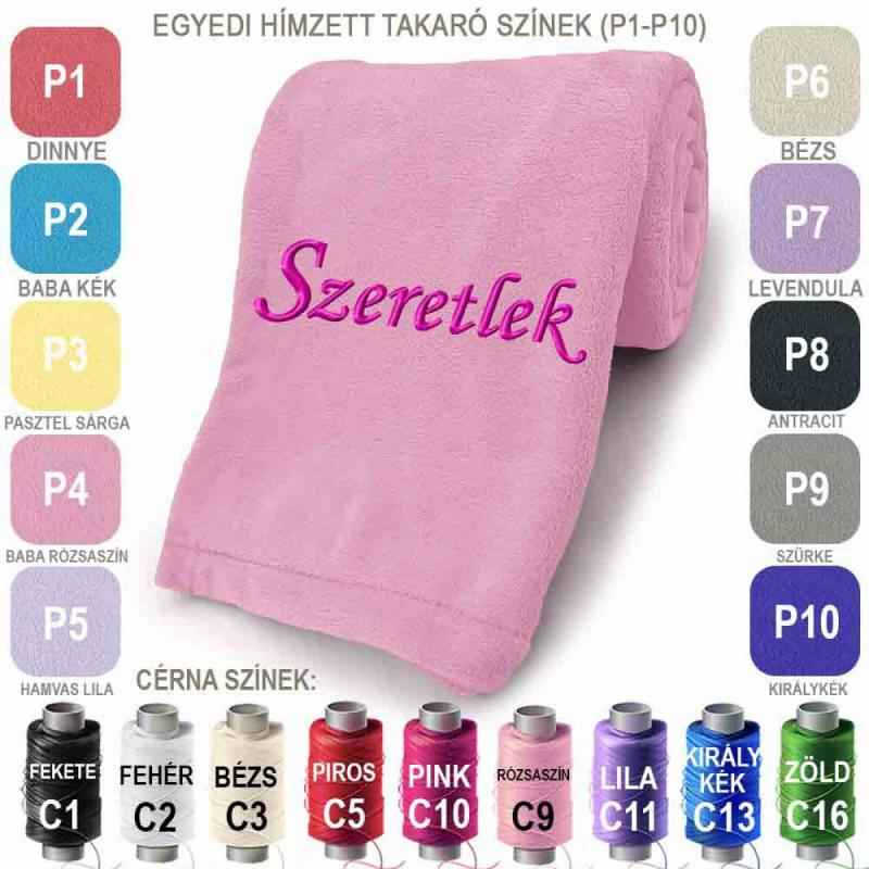 Egyedi Hímzett Takaró 200x160cm - Szeretlek felirattal Hímzett Takaró - Neves Takaró, Pléd