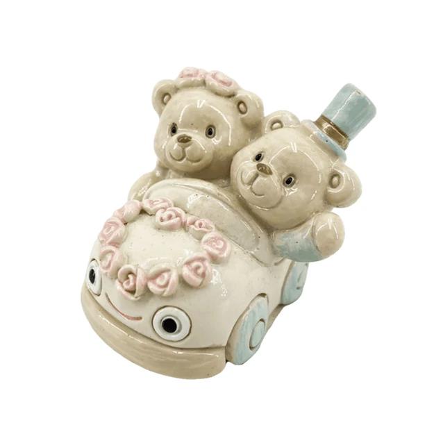 Esküvői macipár autóval 4 cm