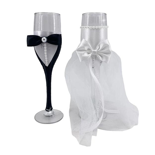 Esküvői pohár szett 2db fehér/fekete