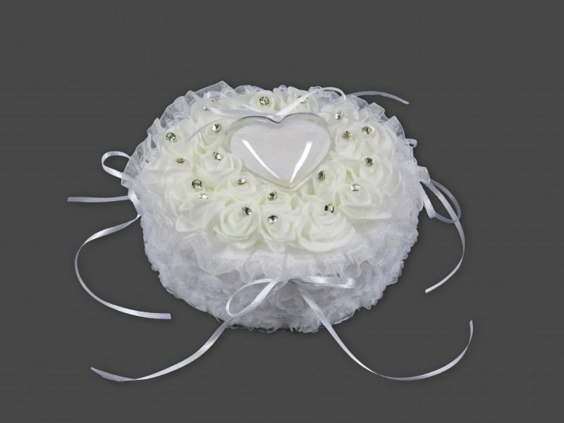 Esküvői rózsás gyűrűtartó 18cm