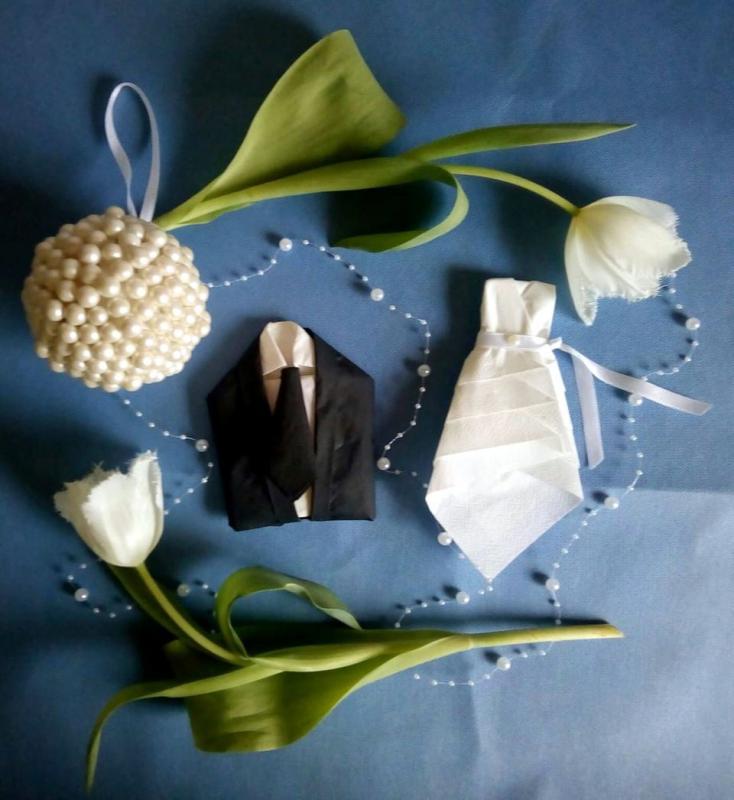 Esküvői szett hajtogatott szalvéta tissue