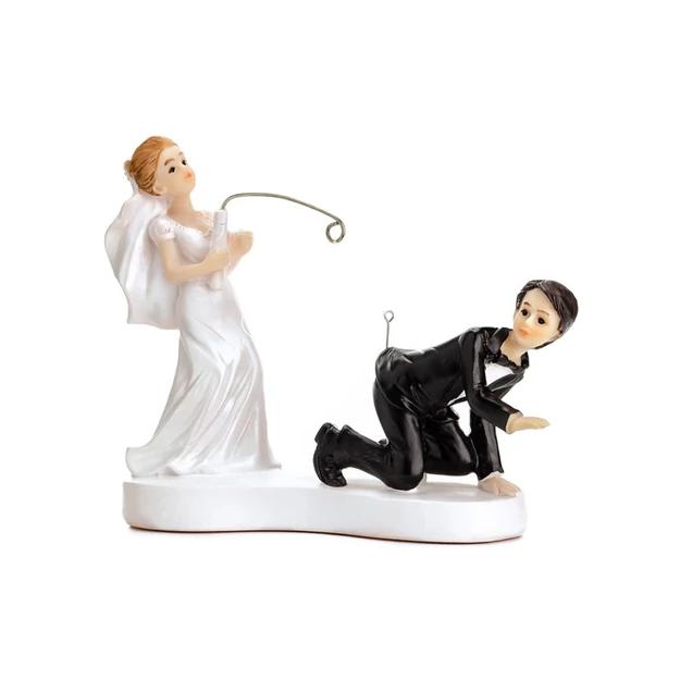Esküvői tortadísz horgászos 13cm mennyasszony vőlegény