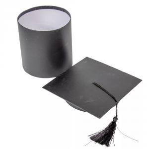 Ajándék papír doboz ballagási diploma sapka fekete D 14,5cm