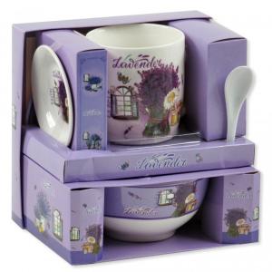 Ajándékdobozban Bögre +alj +kiskanál +müzlis tál +kistányér 4féle választható motívum