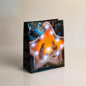 Ajándéktasak - 10 hidegfehér LED, papír - 265 x 127 x 330 mm - 4 féle