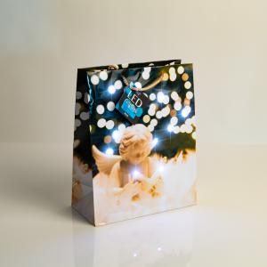 Ajándéktasak - 10 hidegfehér LED, papír - 265 x 127 x 330 mm - 4 féle