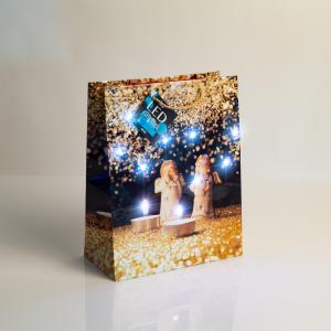 Ajándéktasak - 10 hidegfehér LED, papír - 265 x 127 x 330 mm - 4 féle