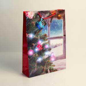 Ajándéktasak - 10 hidegfehér LED, papír - 330 x 102 x 457 mm - 4 féle