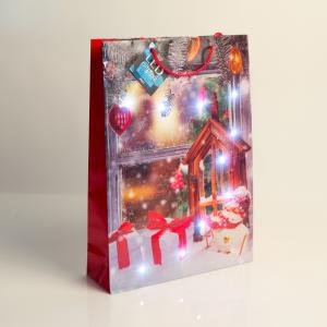 Ajándéktasak - 10 hidegfehér LED, papír - 330 x 102 x 457 mm - 4 féle