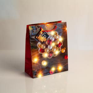 Ajándéktasak - 10 melegfehér LED, papír - 265 x 127 x 330 mm - 2 féle választható
