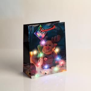 Ajándéktasak - 10 színes LED, papír - 265 x 127 x 330 mm - 4 féle