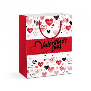 Ajándéktasak - papír - 114 x 64 x 146 mm - 1 db szíves szerelmes valentin napi