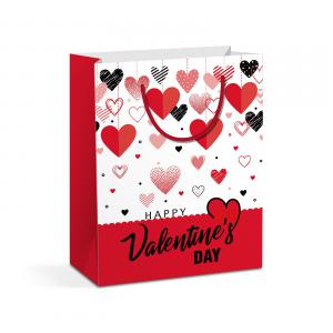 Ajándéktasak - papír - 114 x 64 x 146 mm - 1 db szíves szerelmes valentin napi