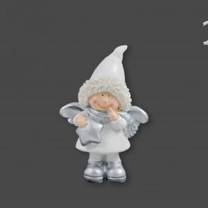 Angyalka figura fehér/ezüst sapkában 10cm 466662 2f