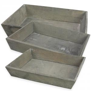 Antik szürke fa tálca szett 3db/szett 24-31