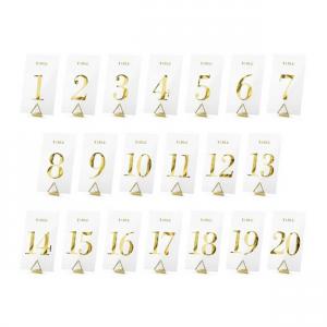 Arany asztalszámok átlátszó műanyag lapon 7x12cm 20db/cs