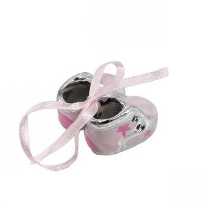 Babacipő+masni rózsaszín 4x3,5x2,5cm