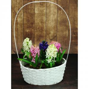 Bambusz füles ovál kosár fehér nagy